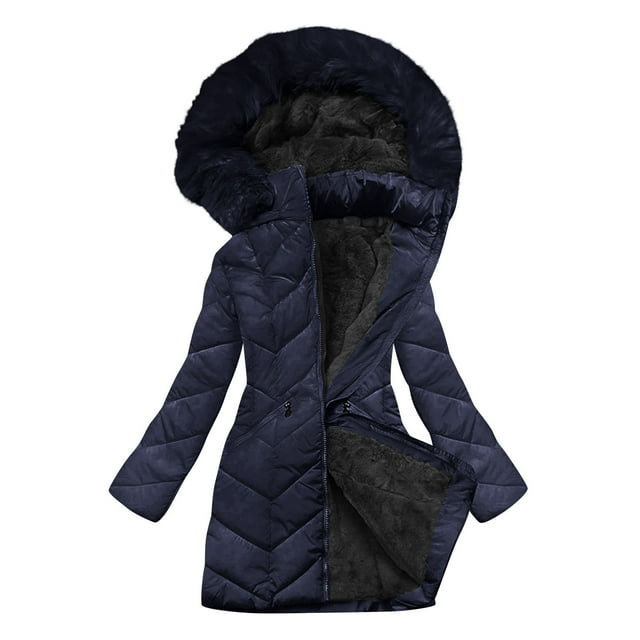 Wensltd Veste Doublée en Molleton pour Femmes à Capuche, Extérieure, Décontractée, Mode, Hiver, Chaude, Manteau Épais, Noir