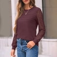 thumbnail image 5 of ManxiVoo Sophisticated Long Sleeve Blouse with Delicate Lace Detail Versatile Casual to Business Tops for Women 2025 Essential Wear L Size Wine, 5 of 7