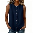 thumbnail image 2 of Cotton Linen Tank Tops for Women Wide Strap Sleeveless Camisoles Womens Button Down Crew Neck Summer Tanks, 2 of 6