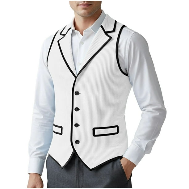 pstuiky Camisetas sin mangas para hombre, Cárdigan de pana con botones y solapa sin mangas de color liso para hombre Camisas para hombres xxl