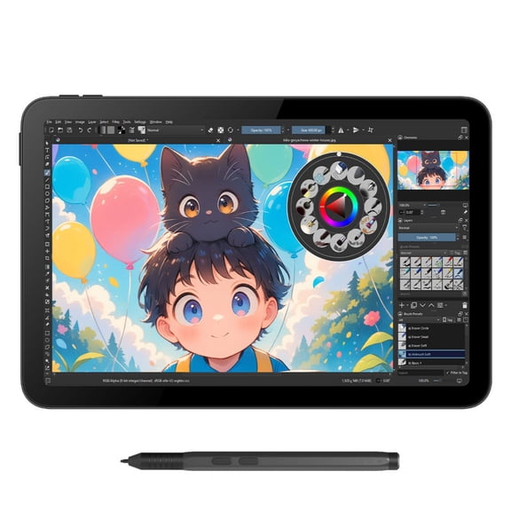 Mxsalio 10.1" IPS Full-Laminated Drawing Monitor, 16384 Levels Battery-Free Stylus Graphics Pen Display, Ultra-Slim USB-C Portable Drawing Tablet with Screen for Windows Mac Digital Art Design