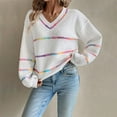thumbnail image 6 of Texiao Fall Sweaters for Women 2025,Women's Striped Oversized Drop Shoulder Knit Pullover Sweater, 6 of 7
