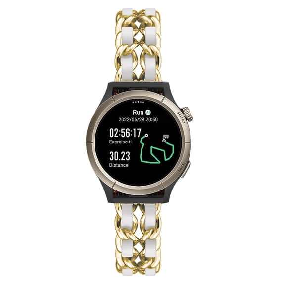 Leather Metal Band Compatible With Amazfit Cheetah Round/Cheetah Pro Band, Stainless Steel Metal Cowboy Chain Style Replacement for Band Amazfit Cheetah Round/Cheetah Pro