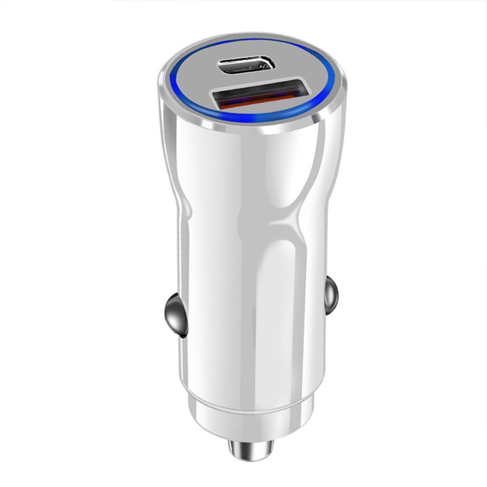 10-Pack Dual USB Car Charger QC3.0 Fast Charging, USB Cigarette Lighter Power Adapter Compatible with iPhone 14 13 12 11 Pro Max Mini X XR 8/7/6, Samsung Galaxy S23 S22 S20 S10 S9, Note20, GPS, White