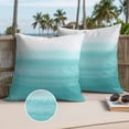 thumbnail image 3 of Aqua White Ombre Outdoor Pillow Covers 26x26 Set of 2,Waterproof Patio Throw Pillowcase Protectors,Chic Modern Funny Abstract Striped Art Decorative Pillow Shams Cushion Covers for Seat Bed Couch, 3 of 8