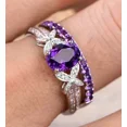 thumbnail image 2 of Rag Jewels 4.00 Ctw Oval Cut Amethyst & Diamond Wedding Anniversary Wedding Bridal Set Band Ring 14K White Gold Plated 925 Sterling Silver 925 Sterling Silver -5, 2 of 4