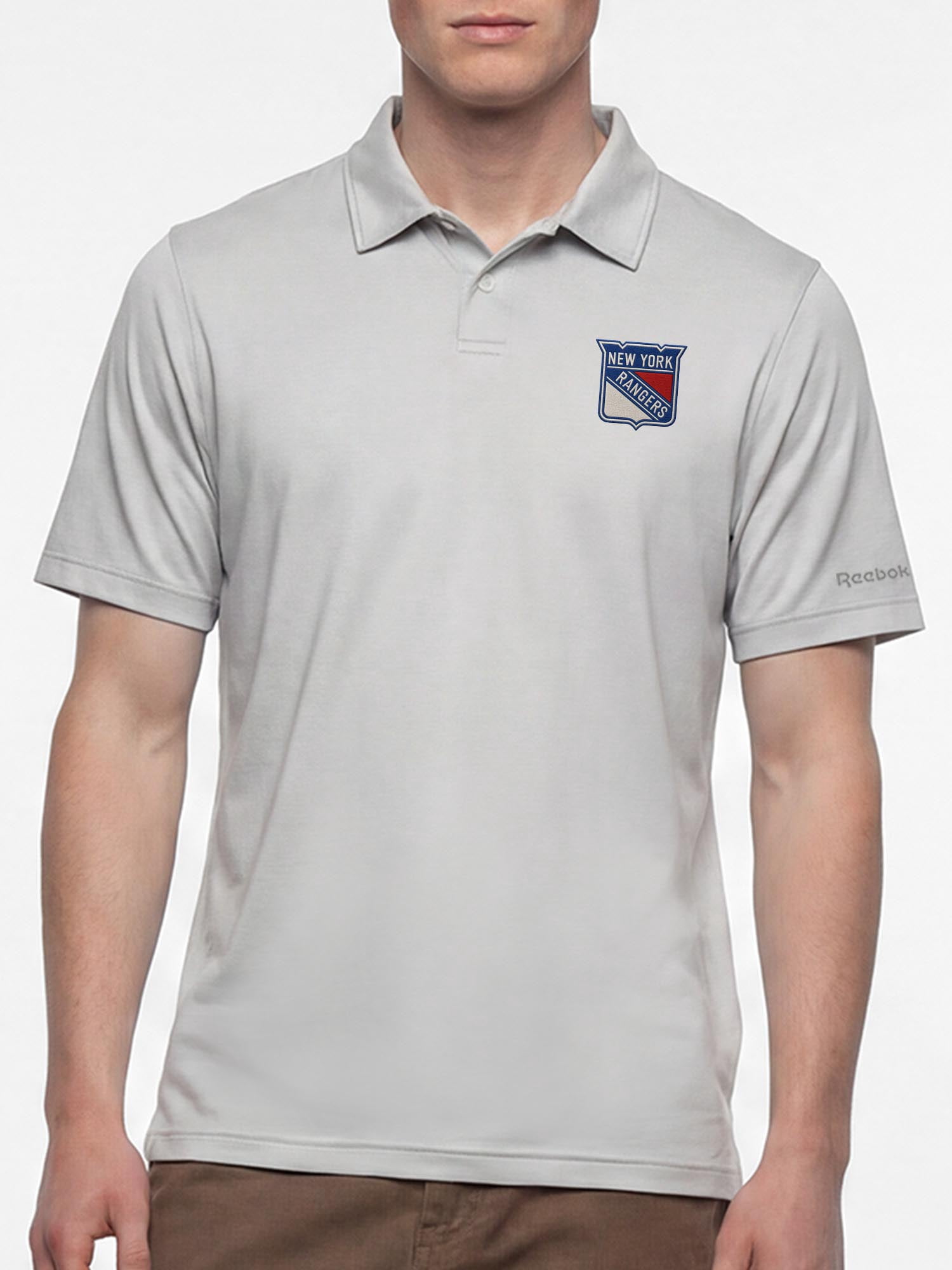 New York Rangers Reebok Mens Gray Short Sleeve Polo Shirt