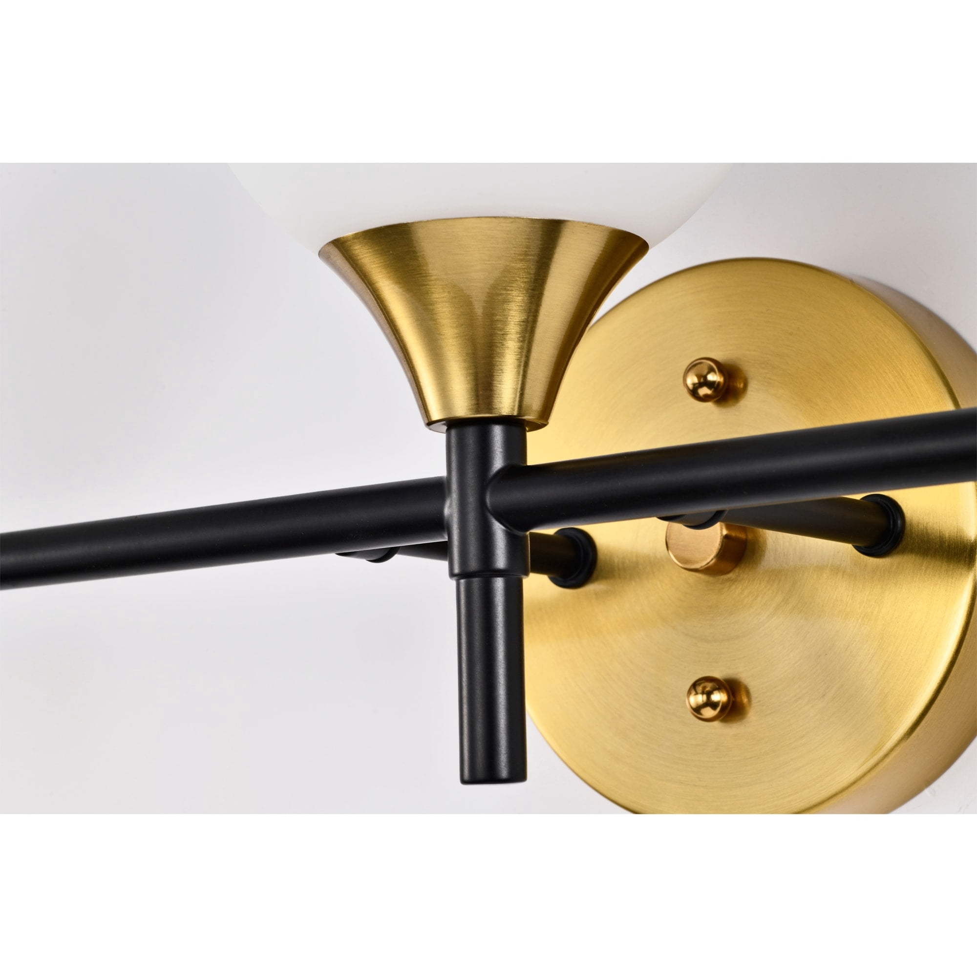 Aeneas 17 in. 3-Light Indoor Matte Black and Brass Finish Wall Sconce with Light Kit