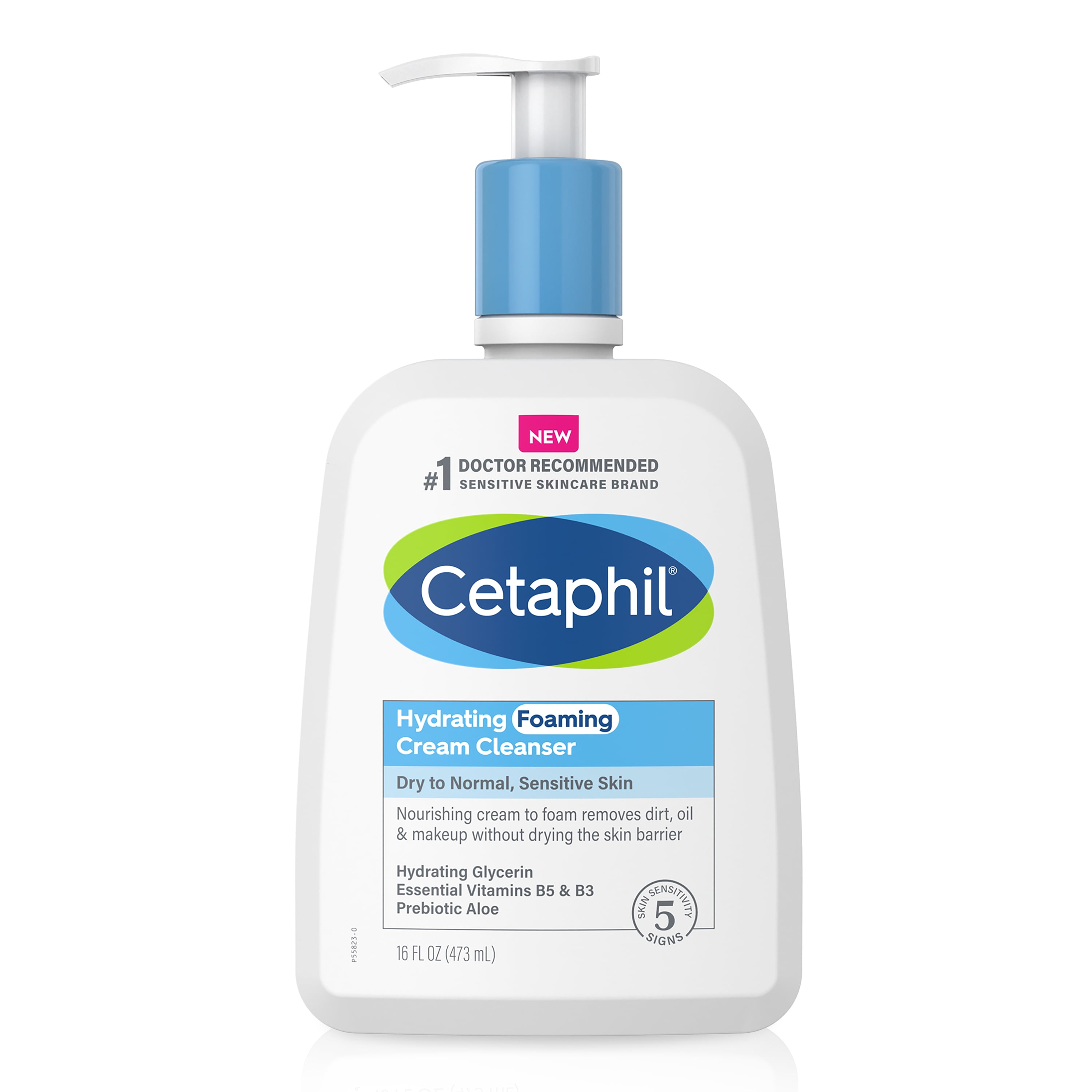 Cetaphil Hydrating Foaming Cream Cleanser, Face Wash with Transformative Cream-to-Foam Texture, 16oz