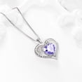 thumbnail image 3 of Juwaliy Love Heart Mom Necklace June Birthstone Necklace Alexandrite Purple CZ 925 Sterling Silver Pendant Jewelry Women Christmas Birthday Mother's Day Gifts, 3 of 11