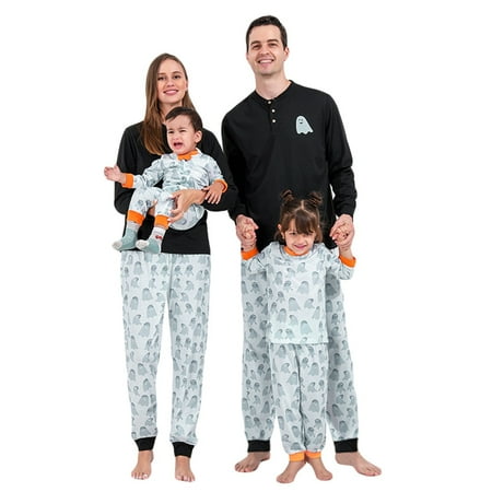 

Halloween Family Matching Pajamas Long Sleeve Ghost Printed Tops + Pants / Baby Romper Unisex 2 Piece