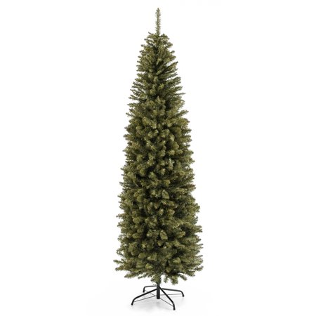 Singapore Christmas Tree Best Choice Products 7.5ft Premium Hinged Fir Pencil Artificial Christmas Tree w/ Foldable Stand, Easy Assembly ()