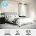 thumbnail image 3 of Martha Stewart Britta Queen Upholstered Platform Bed with Rounded Headboard, Piped Detailing and Cushioned Siderails, Wood Slat Bottom, No Box Spring Needed, Gray, 3 of 11