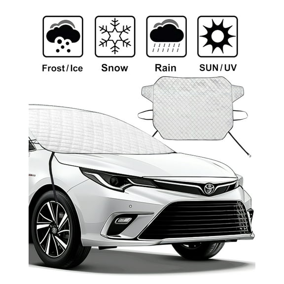 Car Windshield Snow Ice Cover with 3 Layers Protection, Windshield Snow Ice Cover with Magnetic Edges Used for Snow Protection, Rain and Sun, Fits for Most Standard Cars & SUV.