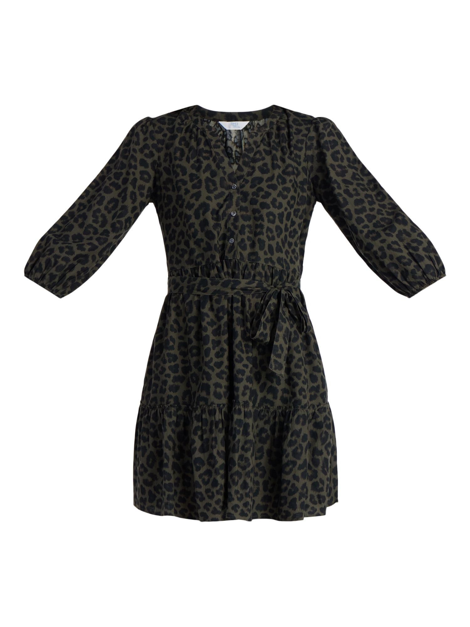 Time and Tru Women's Poplin Shirt Dress with Long Sleeves, Sizes XS-XXXL
