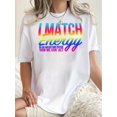 thumbnail image 1 of Camisetas con diseño gráfico para mujer, playera corta, clásico, estética, ropa de verano de los 90Women's Fun Color Gradient Letter Print T-Shirt - Casual Crew Neck, Short Sleeve, Stretchy Polyest, 1 of 7