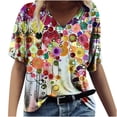 thumbnail image 2 of zanvin Haut pour Femmes, T-shirt Décontracté à Manches Courtes et Col en V Imprimé Mode pour Femmes, 2 of 4