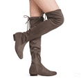 thumbnail image 2 of DREAM PAIRS Women's Fashion Faux Suede Over The Knee Thigh High Flat Boots PAULINE KHAKI Size 6, 2 of 7