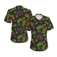 thumbnail image 3 of Yiaed Mardi Gras Surface Print Women's T Shirt V-Neck Short Sleeve Shirt Casual Breathable Tee Summer Tops-XX-Large, 3 of 5