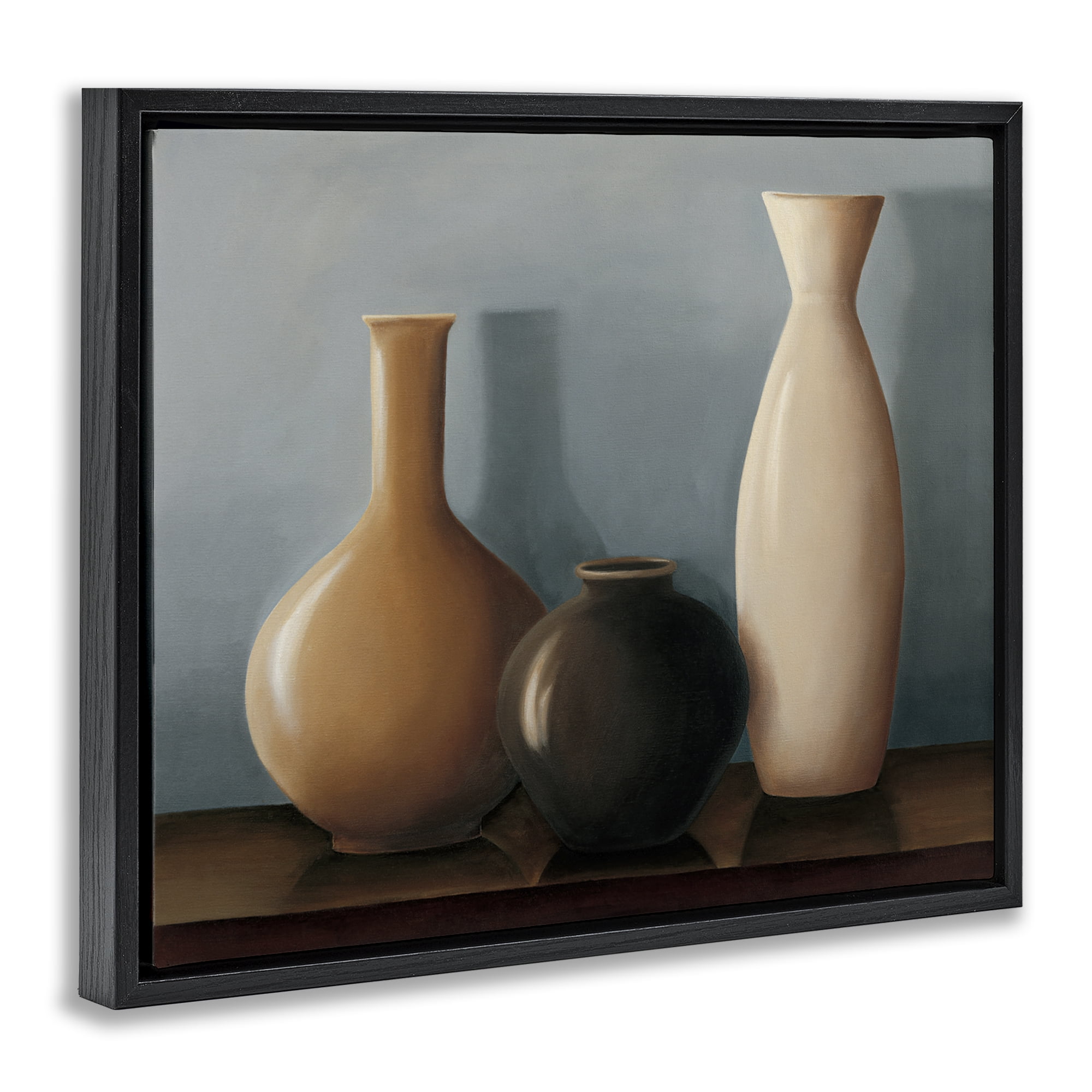 Stupell Industries Rustic Pottery Still Life Furniture Painting Black Floater Framed Canvas Art Print Wall Art, 31 x 25