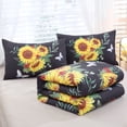 thumbnail image 6 of RYNGHIPY Black Floral Comforter Set Full Size Retro Yellow Sunflower Butterflies Leaves Bedding Set for Home Decor 100% Lightweight Breathable Microfiber Quilt Set (Black, Full), 6 of 7