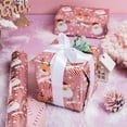 thumbnail image 5 of Christmas Pink Wrapping Paper Mini Roll, Santa Claus & Candy Cane, Metallic Foil, Rose Gold Foil Reversible Design for Festive Winter Holiday, Family Gathering, 17 inches x 32.8 Feet, 5 of 14