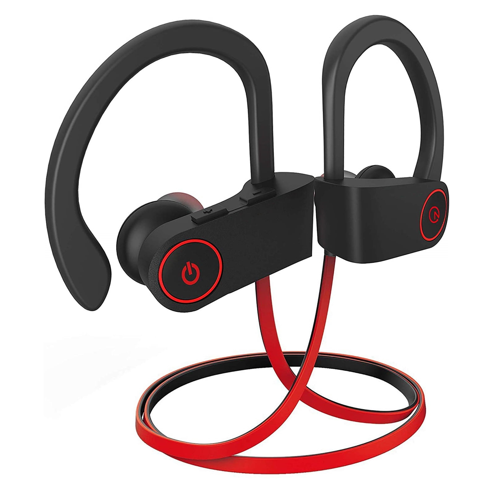 16Hr Playtime Bluetooth Earphones for Running w/25° Ergonomic Ear Hooks IPX7 Waterproof Bluetooth Headphones,Bluetooth 5.0 Wireless Earbuds Sports Noise Cancelling Mic,Black 