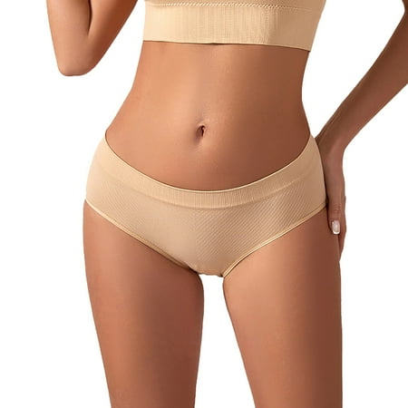 DQRPSEETB No Show Underwear for Women Seamless High Cut Briefs Mid-waist Soft No Panty Lines with Lace Underpanties for Woman