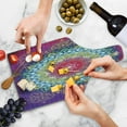 thumbnail image 4 of Mandala Cutting Board, Arrangement with Geometric Zigzag Shape and Blossoming Flowers Bohemian Oriental, Decorative Tempered Glass Cutting and Serving Board, in 3 Sizes, by Ambesonne, 4 of 5