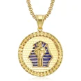 thumbnail image 5 of Egyptian Pharaoh Sphinx Necklace Pendant With Chain And 14K Yellow Gold Hip Hop Egypt Round Jewelry J102, 5 of 6
