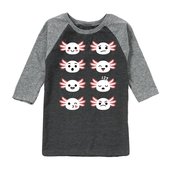 Instant Message - Axolotl Emotion Grid - Toddler And Youth Raglan Graphic T-Shirt