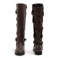 thumbnail image 5 of YLYL Womens Lace up Knee High Boots Motorcycle Riding Flat Low Heels Strappy Winter Combat Boots, 5 of 5