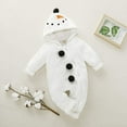 thumbnail image 3 of Sinhoon Baby Boy Girls Christmas Romper Velvet Hoodied Snowman Jumpsuit Toddler Costume Xmas Clothes(6-12 Months), 3 of 7