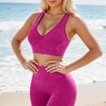 thumbnail image 2 of Wang6 Wireless Sports Bras for Women Seamless Racerback Padded Workout Longline Bras Push up Full Coverage Running Yoga Gym Bralettes Hot Pink S, 2 of 4