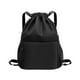 thumbnail image 5 of Mochila con cordón, bolsa de gimnasio, ligera, resistente al agua, para deportes, gimnasio, bolsa de natación con cordón para senderismo, viajes y act Negro, 5 of 8