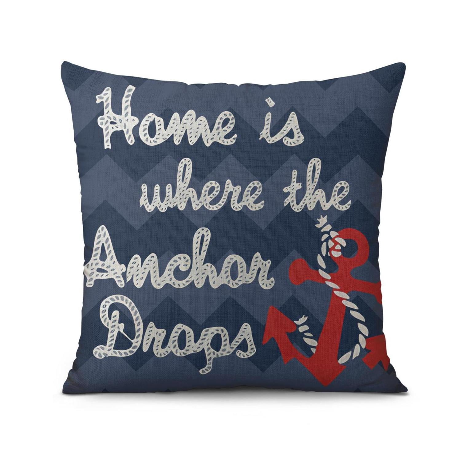 Blue Compass Anchor Sailboat Throw Pillow Cases 16x16, Set of 2, Coastal Navigation Throw Pillow Cases, Ocean Theme Decorative Cushion Covers for Couch Sofa Living Room Home
