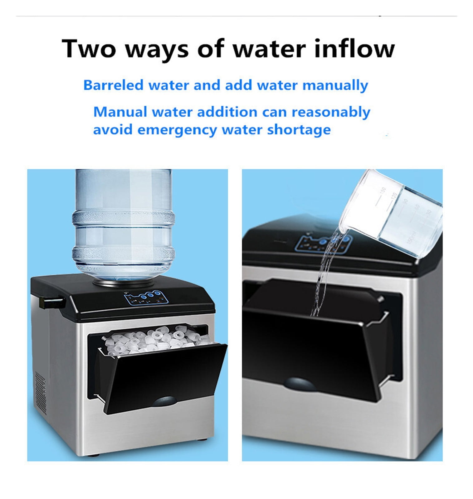 Ice Cube Making Machine Electric Bullet Ice Maker Machine Desktop Barreled Water Inflow