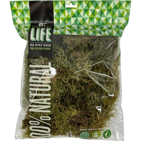 Quality Growers The Habitat Life - Natural Deco Moss - for Reptiles, Amphibians & Invertebrates Terrariums - Humidity Control - Natural Look & Feel - Soft Surface - Dye-Free & Safe - Medium - 1 Pack