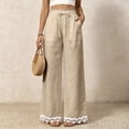 thumbnail image 2 of Women's Casual Wide Leg Sweatpants High Waist Baggy Pants with Pockets Drawstring and Lace Trim Patch Pockets for Everyday Wear, 2 of 5