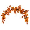 6’ Assorted Autumn Maple Leaves, Pumpkins, Gourds, Berries And Pinecone Artificial Fall Garland