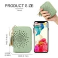 thumbnail image 3 of [Mother’s Day Gift Present] APHISON RFID Credit Card Holder Zipper Card Case Small Wallets for Women Leather Sunflower style - Green, 3 of 5