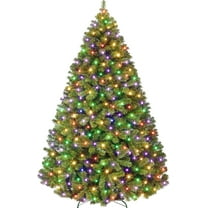 JoanKaren 6' Pre-Lit Green Artificial Christmas Tree,Metal Stand Full Xmas Tree with 450 Multicolor Lights