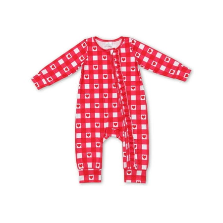 

YAWOO Toddler Valentine Love Red Baby Girls Zipper Romper Newborn Clothes
