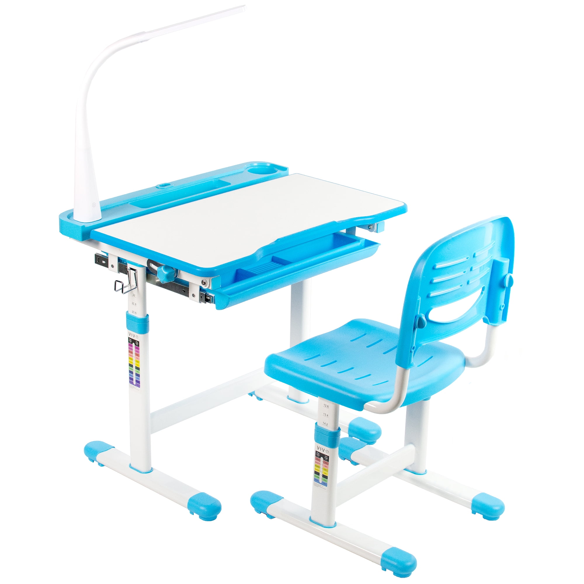 VIVO Blue Height Adjustable Children's Desk and Chair Kids