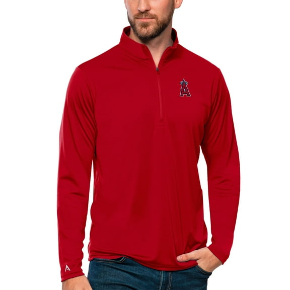 Men's Antigua Red Los Angeles Angels Tribute Quarter-Zip Pullover Top