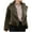 Olive Green, variant on Lovskoo 2024 Womens Winter Coats Cropped Faux Fur Jacket Thick Warm Open Front Cardigan Solid Long Sleeve Outerwear Claret