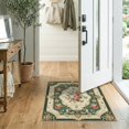 thumbnail image 2 of ODIKA 2'x3' Washable Doormat Non-Slip, Low Pile Deep Green Vintage Floral Elegance Ornate Damask with Intricate Scroll Motifs for Entryway, Kitchen, Laundry Room, 2 of 7