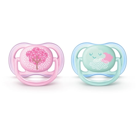 Philips Avent Ultra Air Pacifier, 0-6 Months, Pink Fashion Decos, 2 Pack, SCF343/20