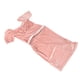 thumbnail image 5 of Women Velvet Dress Belt Waist Short Puff Sleeve Bodycon Velvet Pencil Dress for Female Pink XL, 5 of 26