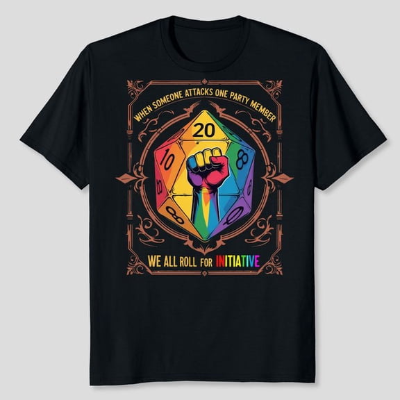 We All Roll For Initiative Dungeons And Dragons Men's And Women's Graphic Tee 100% Cotton by TBun, Full Sizes S-5XL
